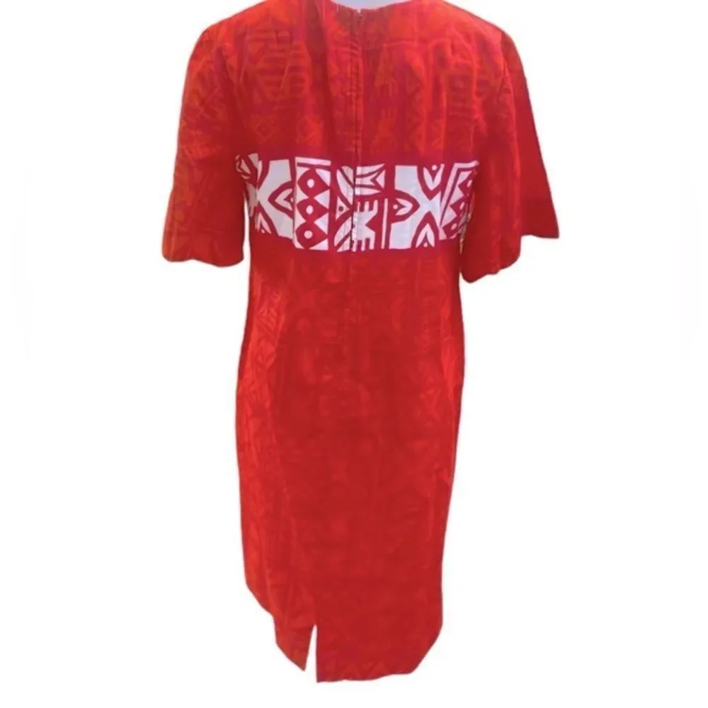 Pacific Hawaiian Surf Wm’s Sz Lrg Orange Red Tropical 1970’s Parachute Dress